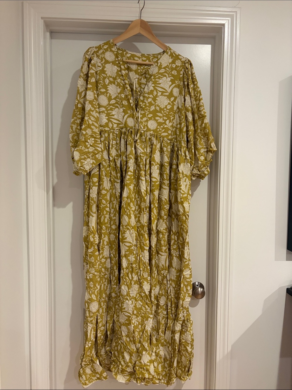 Women’s Floral Tiered Maxi Dress in Mustard
